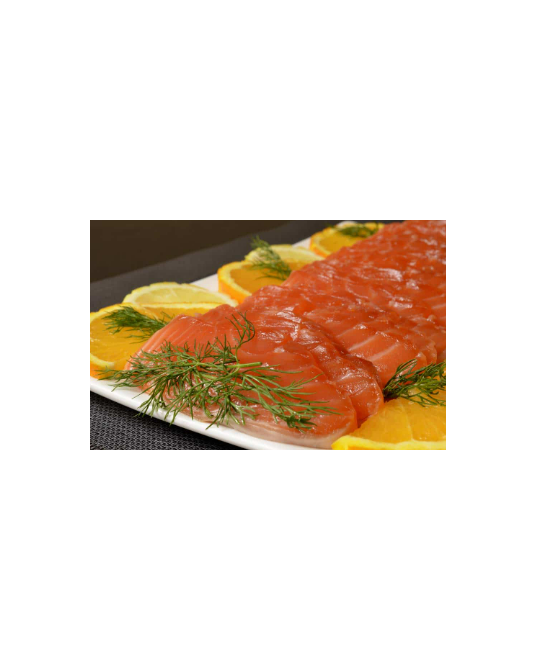 Saumon gravelax maison, fenouil aux agrumes