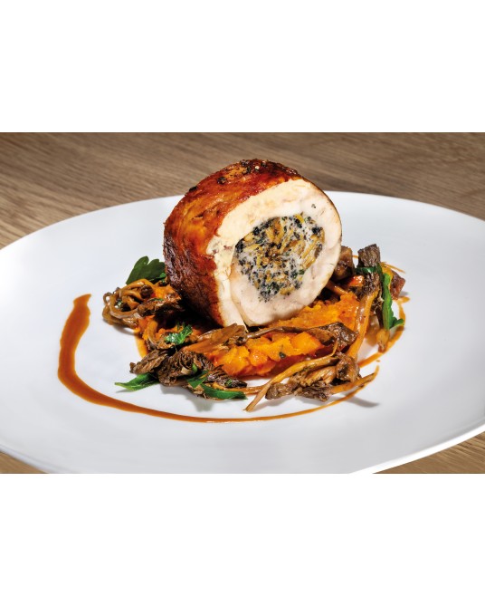 Chapon roulé farci aux cêpes