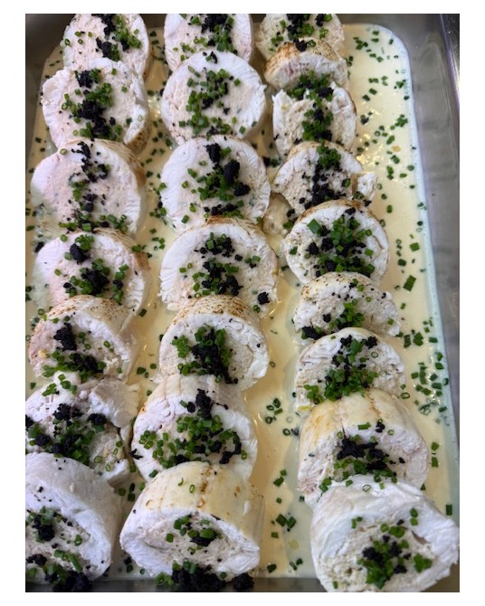 Médaillon de Sole farci aux crevettes et champignons et ses accompagnements